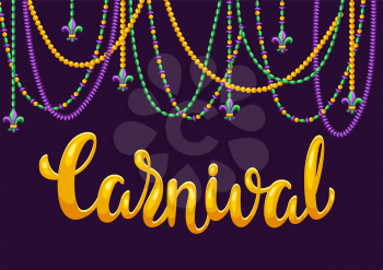 Mardi Gras party greeting or invitation card. Carnival background for traditional holiday or festival.