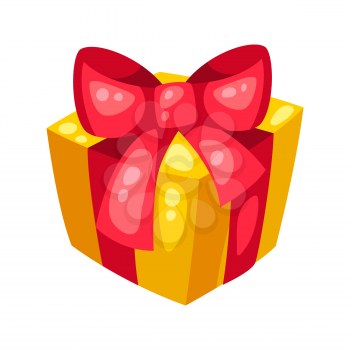Gift box with bow. Illustrations in cartoon style.
