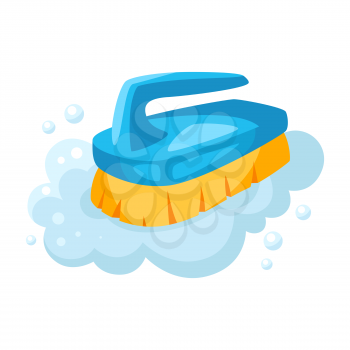Illustration of soap foam brush. Housekeeping cleaning item for service, design and advertising.