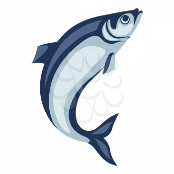Illustration of herring fish. Pacific sardine. Seafood image.