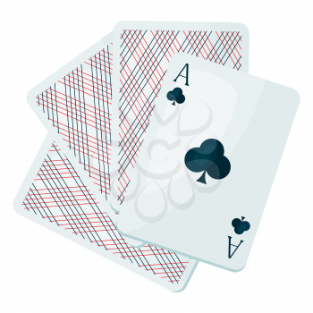 Illustration of ace club or clover playing cards. On-board game or gambling for casino.