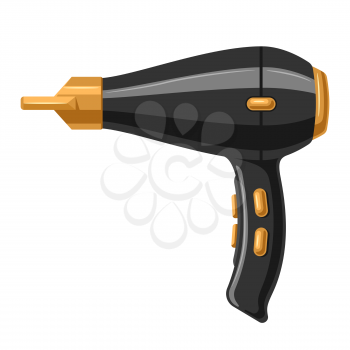 Barber illustration of professional hair dryer. Hairdressing salon item.