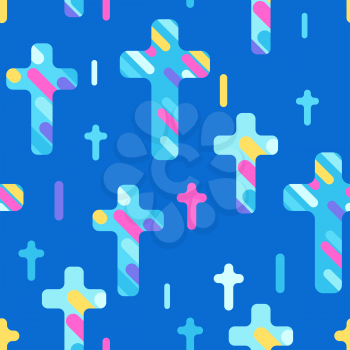 Happy Easter seamless pattern with crosses. Background with religious symbol of faith.