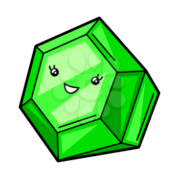 Kawaii cute illustration of jewel stone. Gem or crystal funny character.