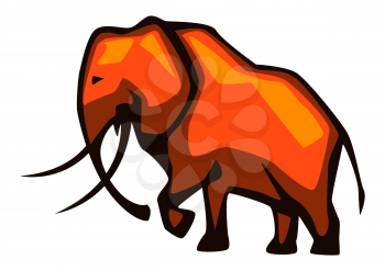 Illustration of stylized elephant. African savanna wild animal.