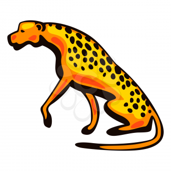 Illustration of stylized cheetah. African savanna wild animal.