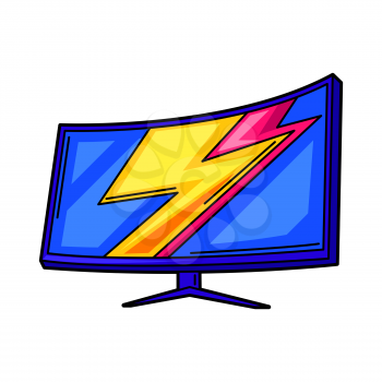 Illustration of gaming monitor. Cyber sports, computer games, fun recreation. Teenage creative illustration. Trendy symbol in modern cartoon style.