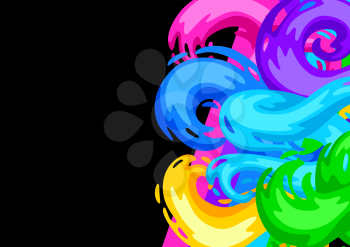 Background with colored swirls or paint blots. Colorful shiny bright curls.