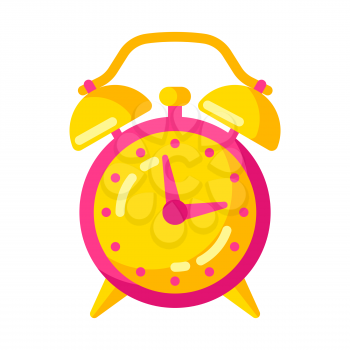 Illustration of alarm clock. Stylized icon for design and applications.