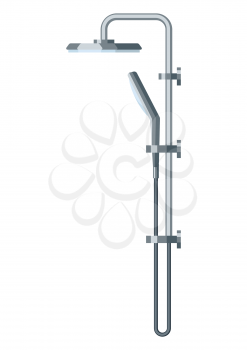 Illustration of shower in bathroom. Adversting icon or image for industry and shops.