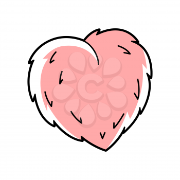 Illustration of cute pink fluffy heart. Cartoon funny icon.