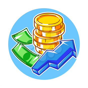 Banking illustration with money items. Business and finance concept. Economy and commerce stylized image.