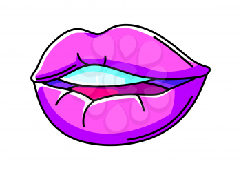 Illustration of lips and mouth. Colorful cute cartoon icon. Creative symbol in modern style.