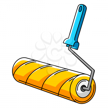 Illustration of paint roller. Repair working tool. Equipment for construction industry and business.