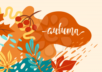 Floral background with autumn foliage. Illustration of falling abstract leaves.