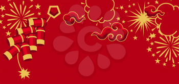 Happy Chinese New Year greeting card. Background with oriental symbols. Asian tradition elements.