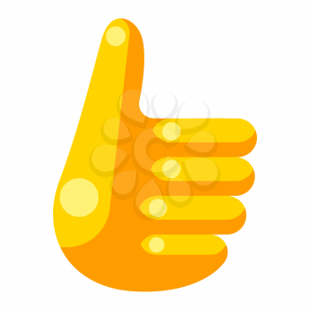 Illustration of hand with thumb. Cartoon stylized item. Simple icon on white background.