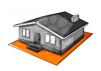 Illustration of single storey house. Housing construction item. Industrial repair or building symbol.