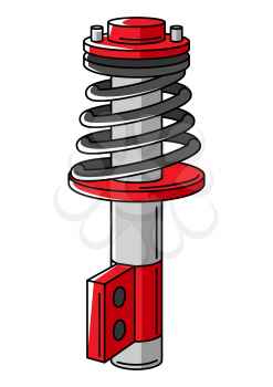 Illustration of car suspension with spring. Auto center repair item. Business icon. Transport service image for advertising.