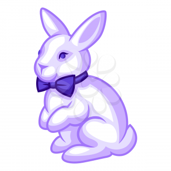 Illustration of rabbit with bow tie. Cartoon stylized picture. Icon for design and decoration.