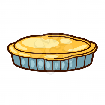 Illustration of pie. Food item for bars, restaurants and shops. Icon or promotional image.