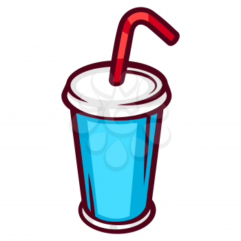 Illustration of cola. Food item for bars, restaurants and shops. Icon or promotional image.