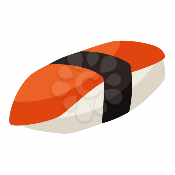 Illustration of sushi. Food item for bars, restaurants and shops. Icon or promotional image.