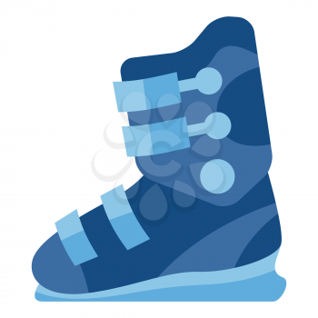 Illustration of ski boot, Winter sports equipment. Image for advertising and shops.