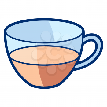 Illustration of tea cup in cartoon style. Cute funny object. Symbol in comic style.