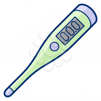 Illustration of thermometer in cartoon style. Cute funny object. Symbol in comic style.