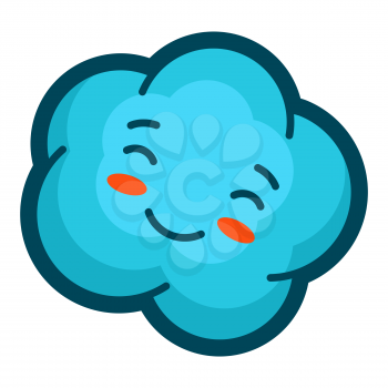 Illustration of cloud in cartoon style. Cute funny character. Symbol in comic style.