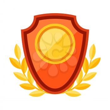 Illustration of gold shield. Award or trophy for sports or corporate competitions.