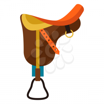 Stylized illustration of saddle. Image for design and decoration. Object or icon in abstract style.