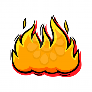 Stylized illustration of sticker fire. Image for design and decoration. Object or icon in abstract style.