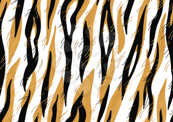 Seamless pattern with decorative tiger print. Animal trendy stylized ornament, fur texture.