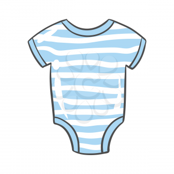 Illustration of baby suit. Clothes for newborn. Happy Birthday image. Holiday baby shower celebration simbol.