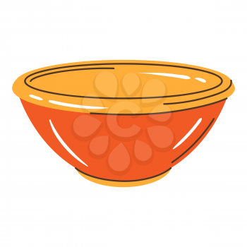 Illustration of cooking bowl. Stylized kitchen and restaurant utensil item.