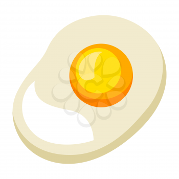Illustration of fried egg. Breakfast icon. Food item for menu bars, restaurants and shops.