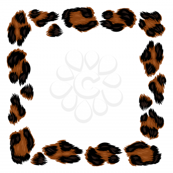 Frame with decorative leopard print. Animal trendy stylized ornament, fur texture.