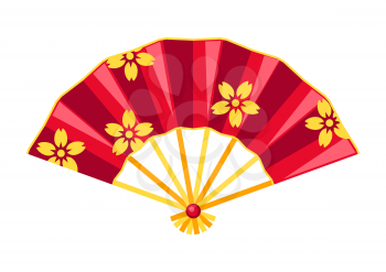 Illustration of Chinese fan. Asian tradition New Year symbol. Talisman and holiday decoration.