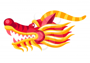Illustration of Chinese dragon head. Asian tradition symbol. Talisman and holiday decoration.