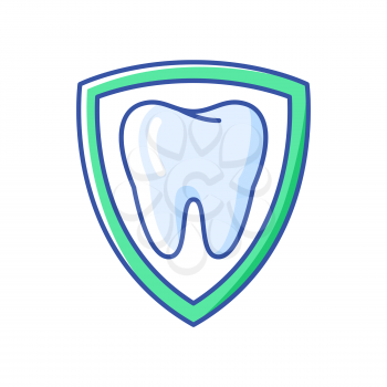Illustration of teeth protection. Dentistry and health care icon. Stomatology and medical item.