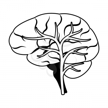 Illustration of brain internal organ. Human body anatomy. Health care and medical education icon.