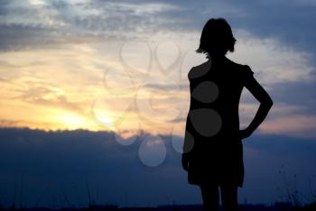 Silhouette of girl. Element of design.