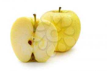 Two yellow apples. Element of design.