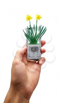 Mobile phone of ecology. Element of design.