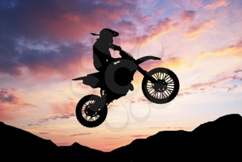 Moto racer in sunny sky. Element of sport design.