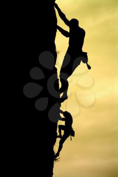 Silhouette of climber. Element of deisgn.