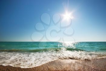 Coast of beach at day. Nature composition 