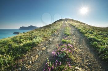 Way on the top of mountain. Nature composition.